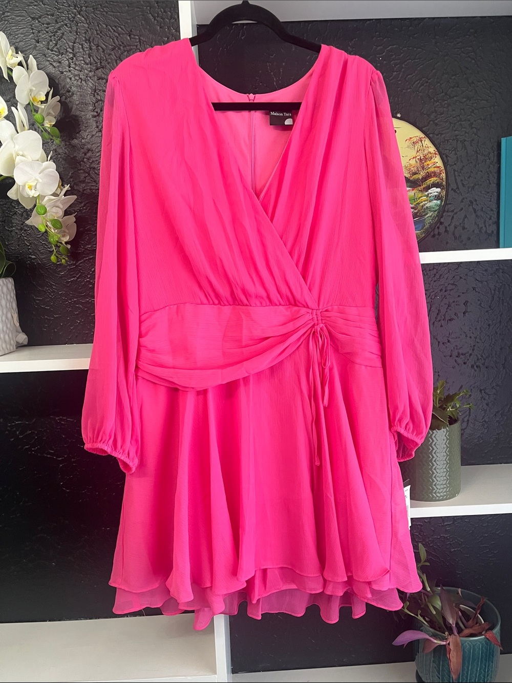 Maison Tara Hot Pink Mini Dress